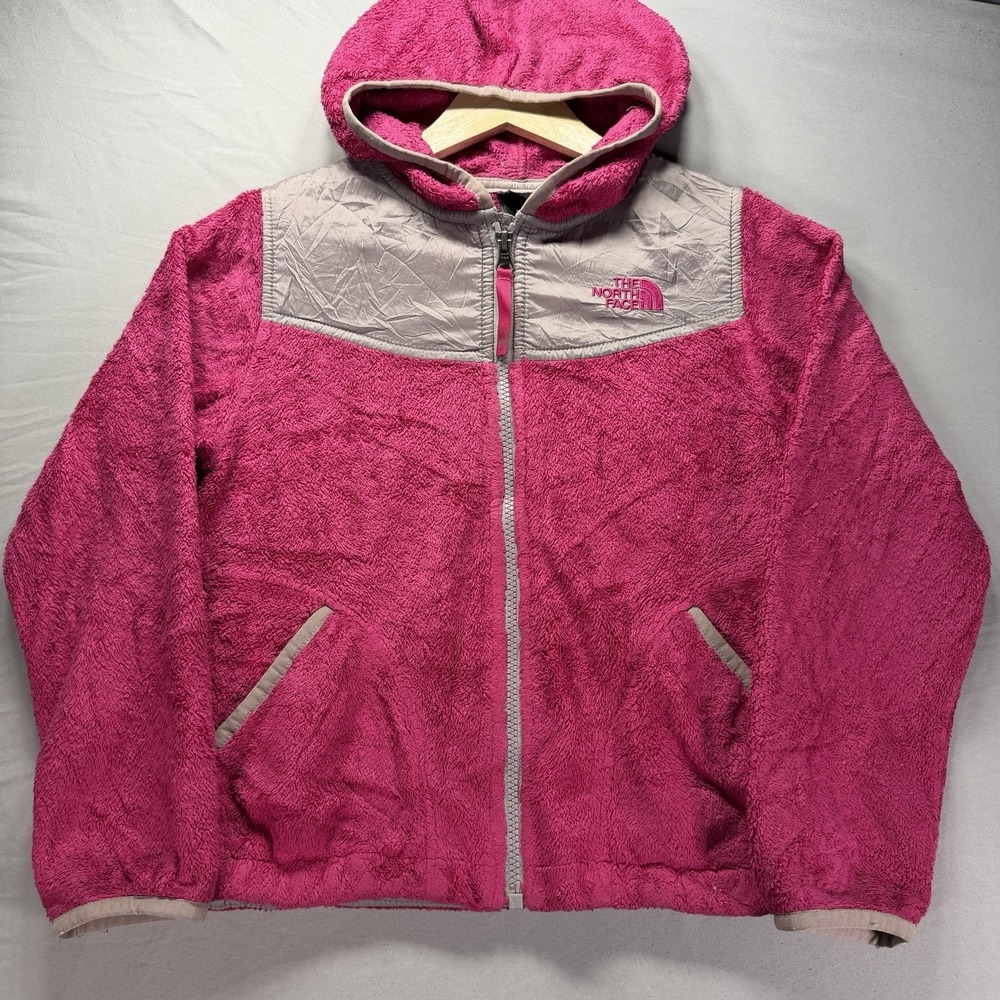 The North Face Jacket Youth Girls Small Pink Full Zip Hooded Fleece Pockets Ski